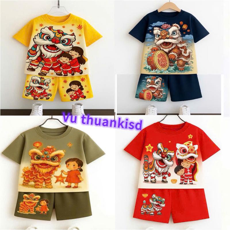 Bộ ĐỒ TRẺ EM Dễ Thương Cho Bé Trai Bé Gái Mặc Tết Trung Thu Size 10-42kg Chất Liệu Mềm Mịn