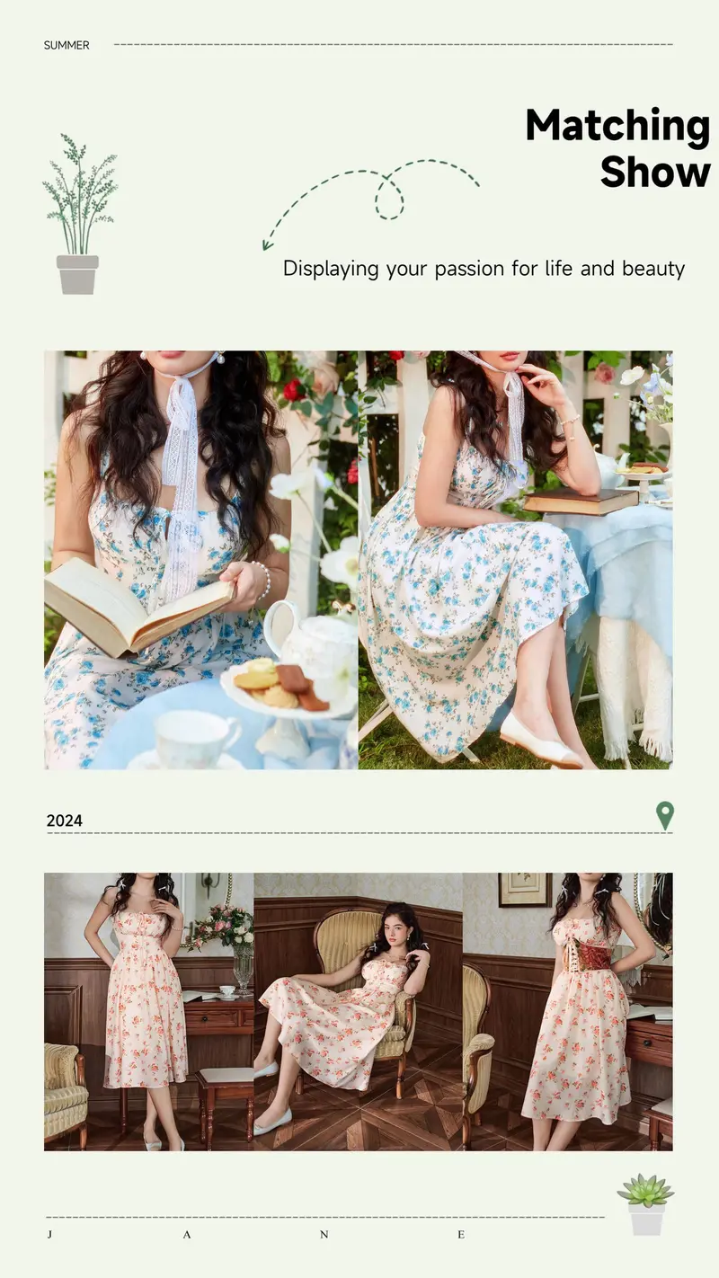 Product Introduction of Grace Karin Floral Printed Corset Dress Ruched Bust Cami Dress Flowy Sundress 6