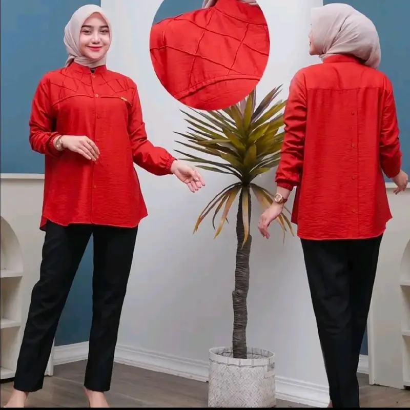 ROSELLA BLOUSE POLO LINEN . baju Atasan Santai 0