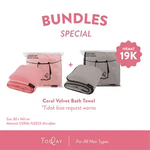 Handduk By Today Twinpack Bath Towel (2pcs) - Handuk Mandi Coral Velvet Microfiber  - Handuk Badan