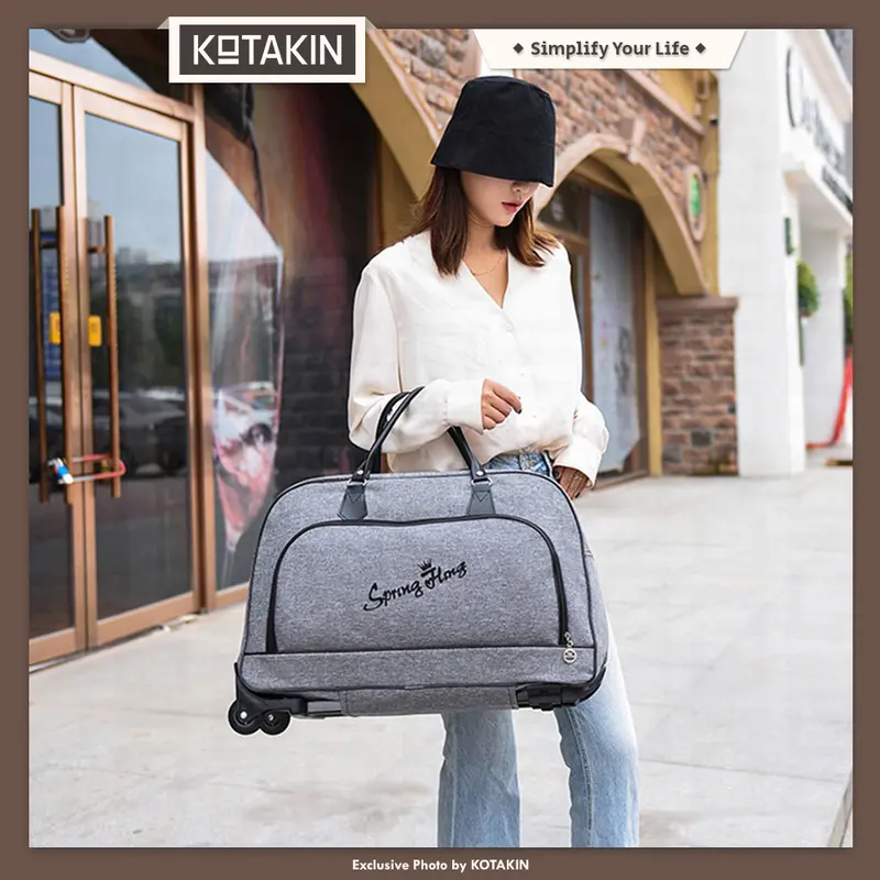 KOTAKIN Tas Travel Troli Trolley Bag Kabin Pakaian Duffel Roda Besar Foldable Lipat Portable 2