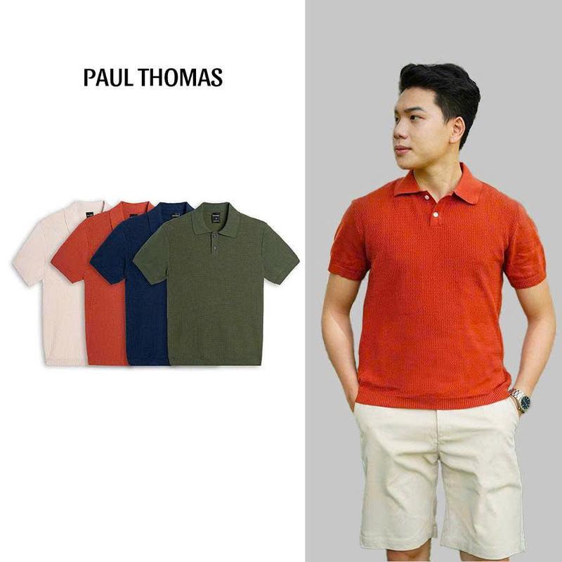 Áo polo dệt kim nam vân hạt - Paul Thomas Menswear