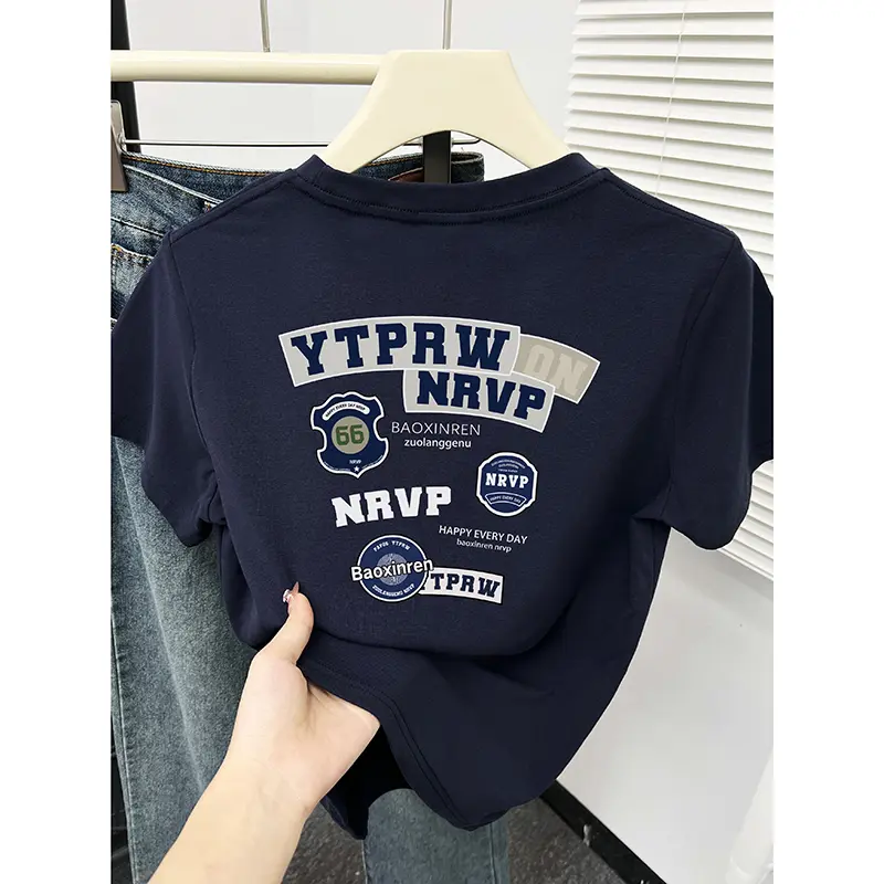 Áo Phông, Cổ Tròn, ngắn Tay Áo, Dành Cho Phụ Nữ, Trang Phục Mùa Hè, Hàng Mới Về, Thương Hiệu Thời Trang Thường Ngày In Chữ Trước Và Sau, Áo Bó Sát Vai