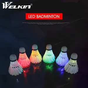 WELKIN Lighting Badminton shuttlecock Dark Night Colorful LED Lighting Sport Badminton Ball Accessories Light Spot Shuttle cock - 1PCS Yellow LED
