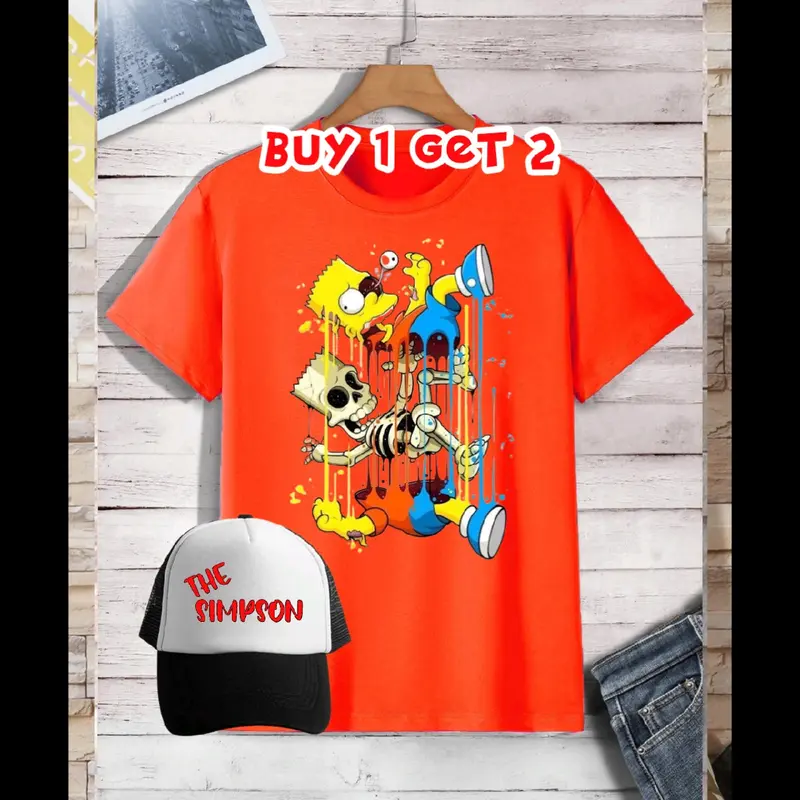 (COD) Beli 1 Dapat 2 Kaos Motif Simpson Free Topi Distro 5