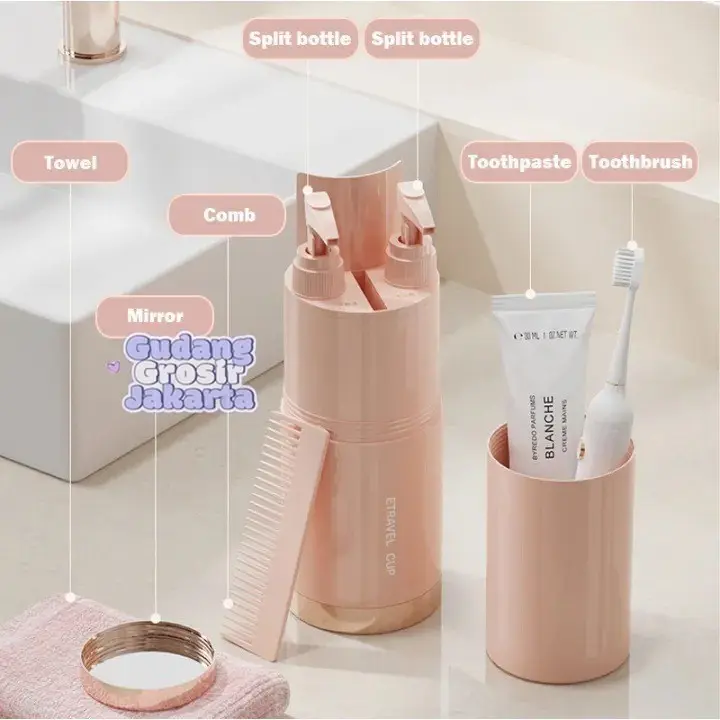 Travel Toiletries Kit 8 in 1Portable Praktis travel kit alat mandi Perlengkapan Kamar Mandi Portable