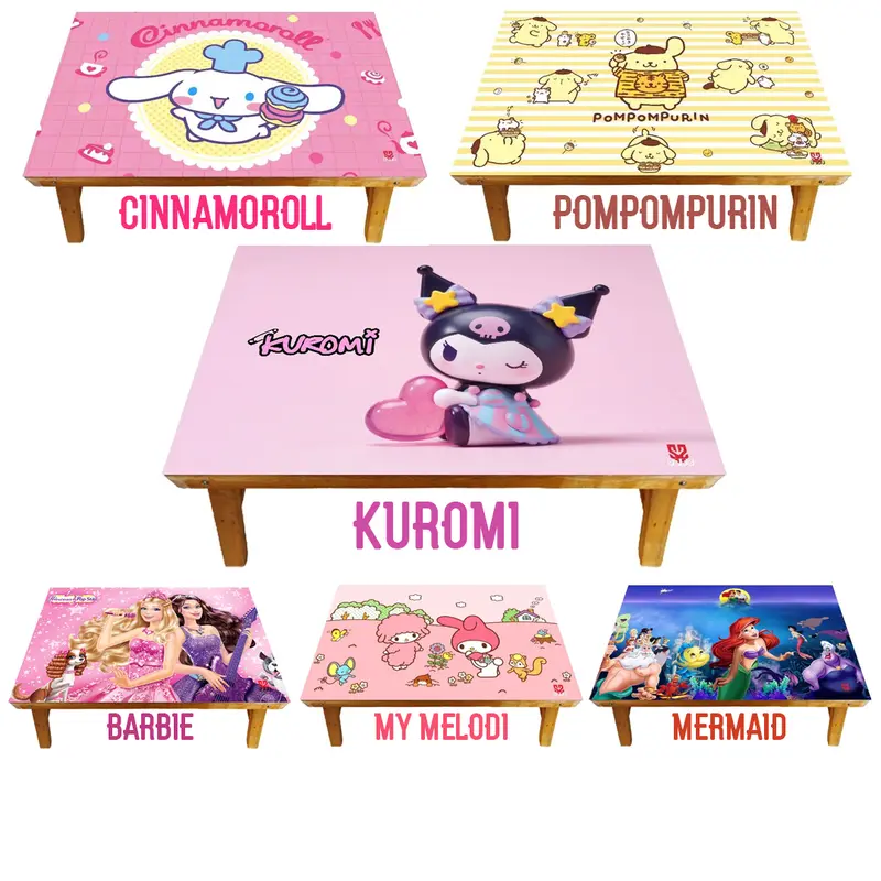 Meja Belajar Lipat Anak Karakter BARBIE MERMAID KUROMI MY MELODI CINNAMOROLL POMPOMPURIN 0