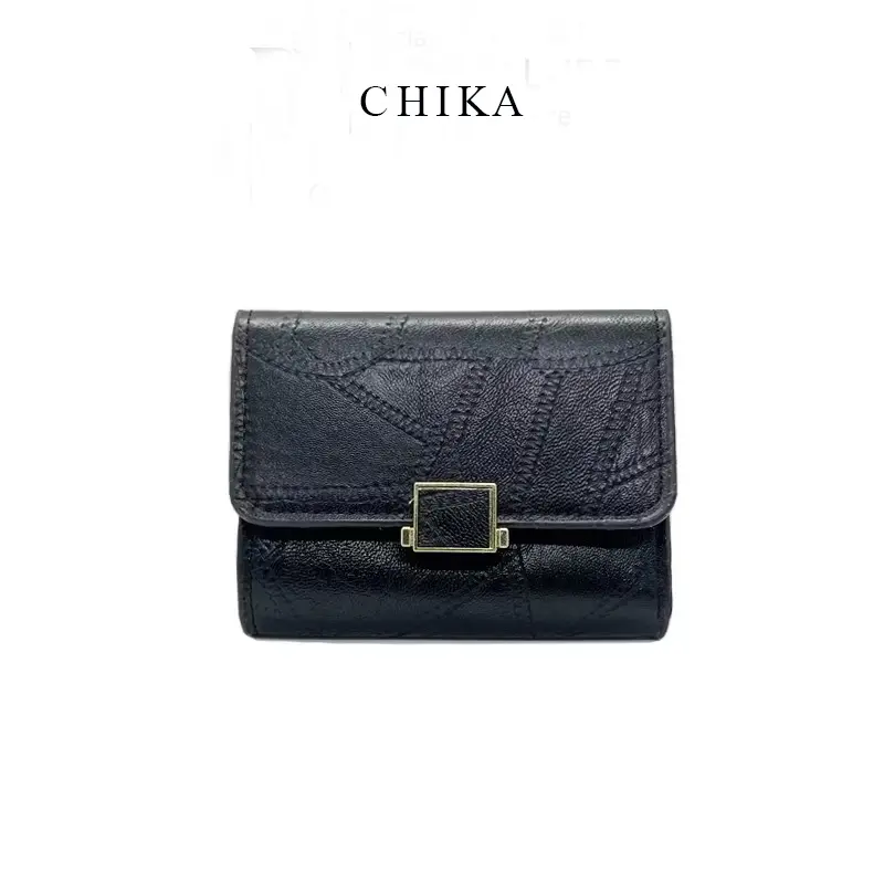 Chika Dompet Lipat Wanita Short Retro Fashion Card Pack Card Holder dompet wanita import dompet kecil#C231-4 Dompet Wanita Lipat Kotak Retro C231-4 Kartu 5