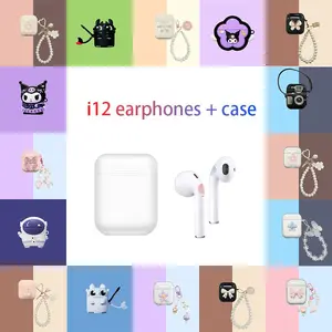 Saury TWS i12 bluetooth wireless earphonesHlFl music in-ear student sports earbuds withCartoon Silicone shell Audio