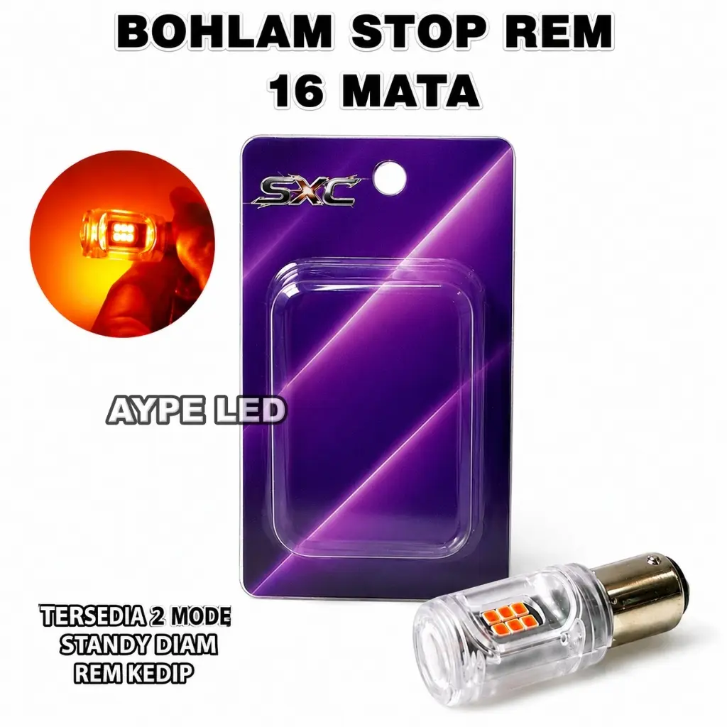 Bohlam Stop Stoprem Untuk Motor 1157 BAY15D 16 Mata LED Senja Merah Kedip Flash