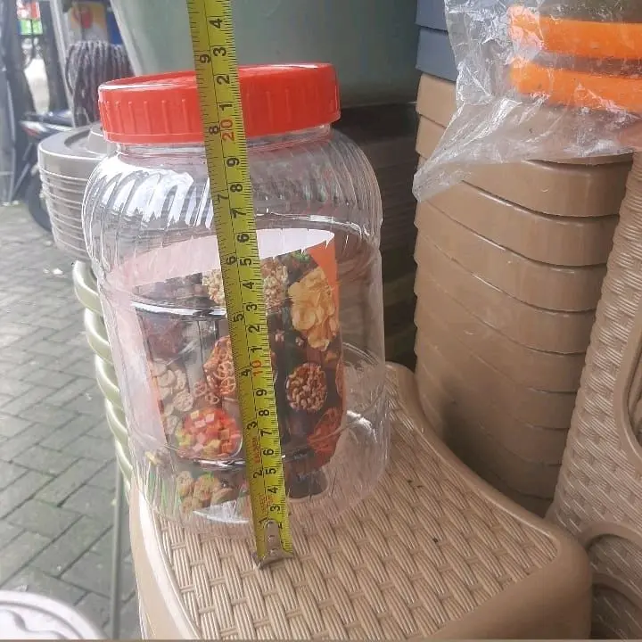 Toples plastik tabung TP5 / pet / kue kering / kerupuk / ulir tutup merah / silinder / polos / gula / cendol / es campur / es teler / buah / jelly / manisan / snack / jajan timbangan / kiloan 4