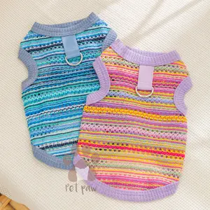 Petpaw Baju Anjing Kucing Stripe Braid Tank Top Santai Anabul Premium