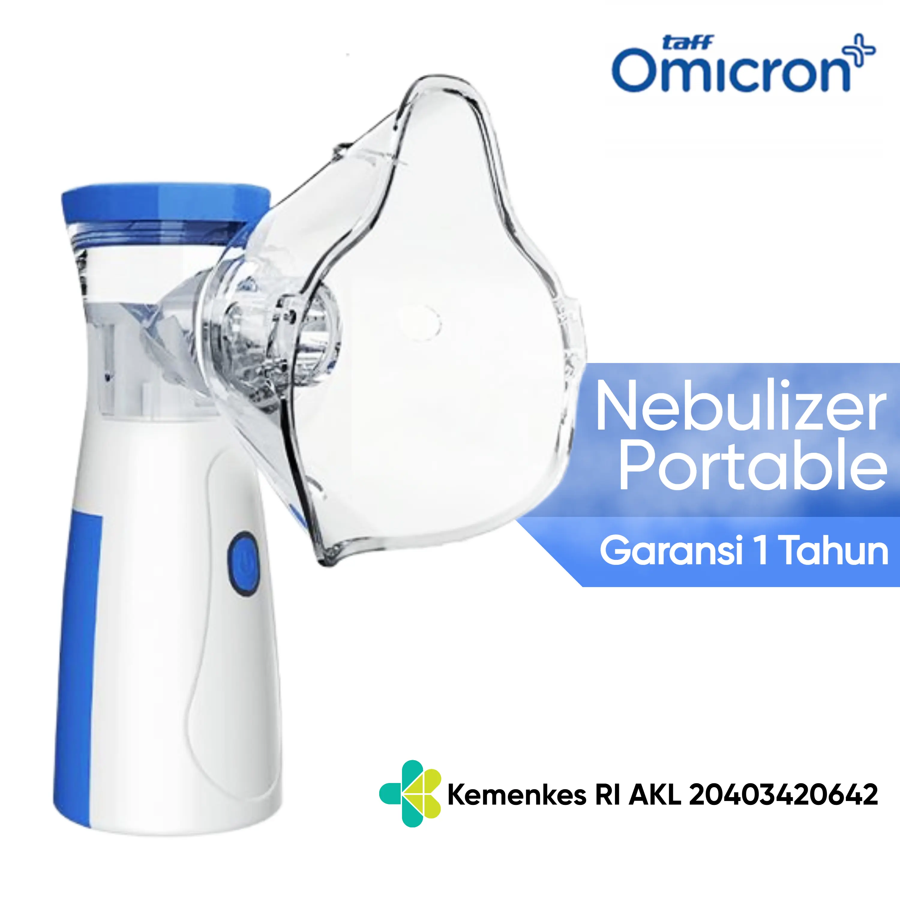 TaffOmicron Alat Nebu Portable Inhaler Uap Obat Terapi Pernapasan - W302