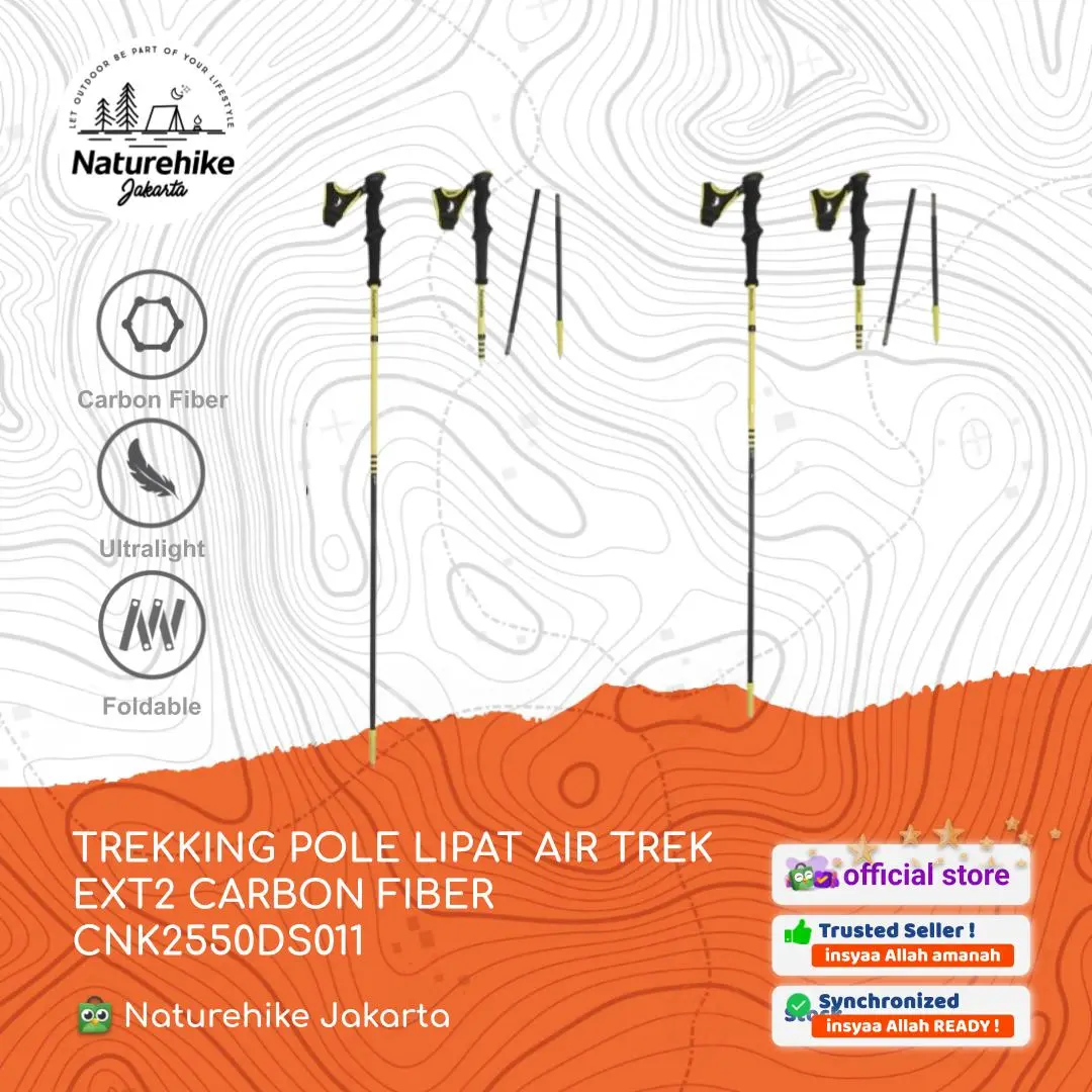 TREKKING POLE LIPAT TRAIL RUN / HIKING UL AIR TREK EXT2 CARBON NATUREHIKE CNK2550DS011