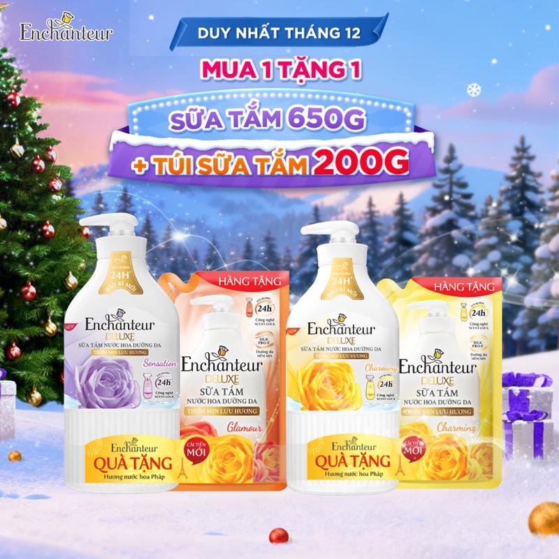  Chảnh Beauty  Sữa tắm Enchanteur hương nước hoa Charming Sesation Delightful Romantic 650g 
