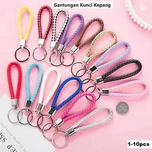 Gantungan Kunci Metal Dengan Tali Kulit Pu Kepang Harga/1pc