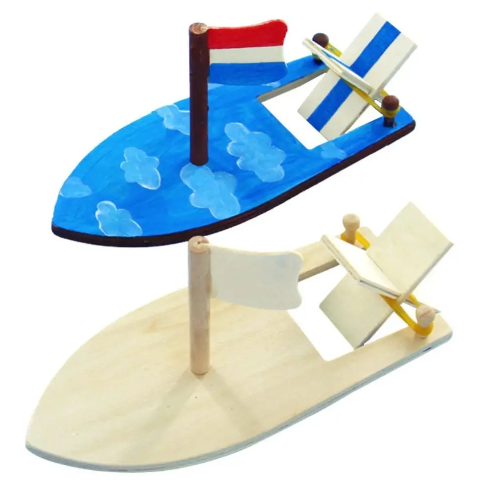 Puzzle Toys Blank Model Wooden Sailboat DIY Blank Model DIY Painted Boat Coloring DIY DIY Wooden Boat Blank Sailboat Crafts Handmade Material Kits Wooden Children