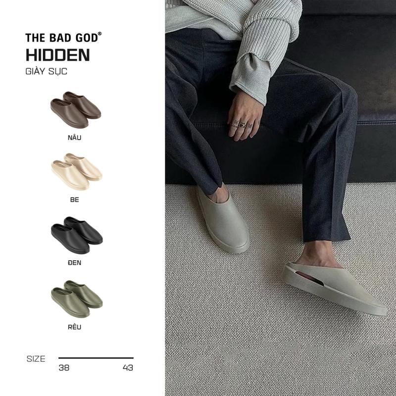 Giày đúc nguyên khối The Bad God Hidden - Slipper KHÔNG HỘP Nam Đế Bằng MUA LÙI 1 SIZE DéP Len