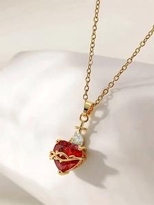Collar colgante con corazón de zirconia cúbica precioso para mujer, 1 pieza, regalo del Día de San Valentín, joyería para boda