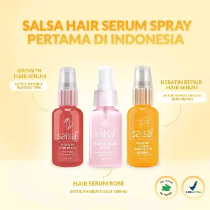 salsa hair serum,hair serum,hair serum rose, hair serum keratin, hair serum growth anti lepek, anti bau, anti rambut rontok, perbaikan rambut Haircare Treatment Kusam Extract Kering Perawatan