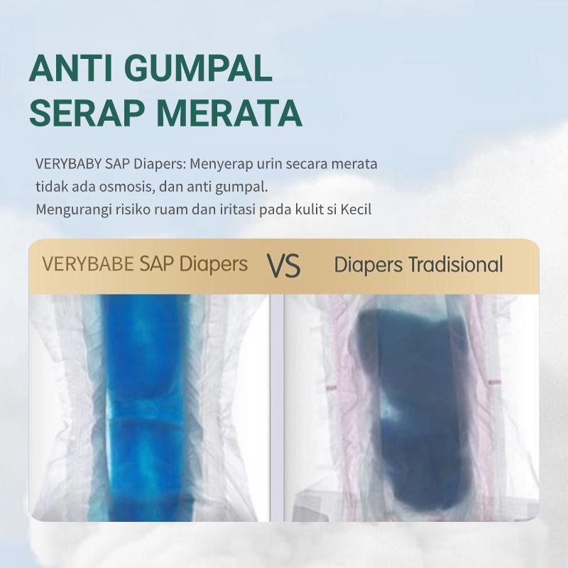 [4PACK] VeryBabe SAP Popok Bayi  S/M/L/Xl/XXL/XXXL/XXXXL Tipis Bernapas Tinggi Serap Anti Gumpal Extra Dry Bags 5