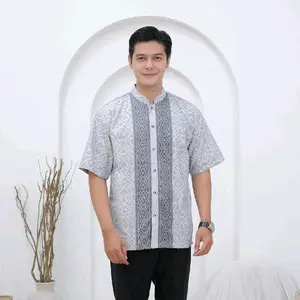 Baju Pria Dewasa Lengan Pendek Koko Murah Terbaru Cowok Muslim Katun Atasan Kurta Motif - Songket Grade A - Panjang (FM.P) Batik
