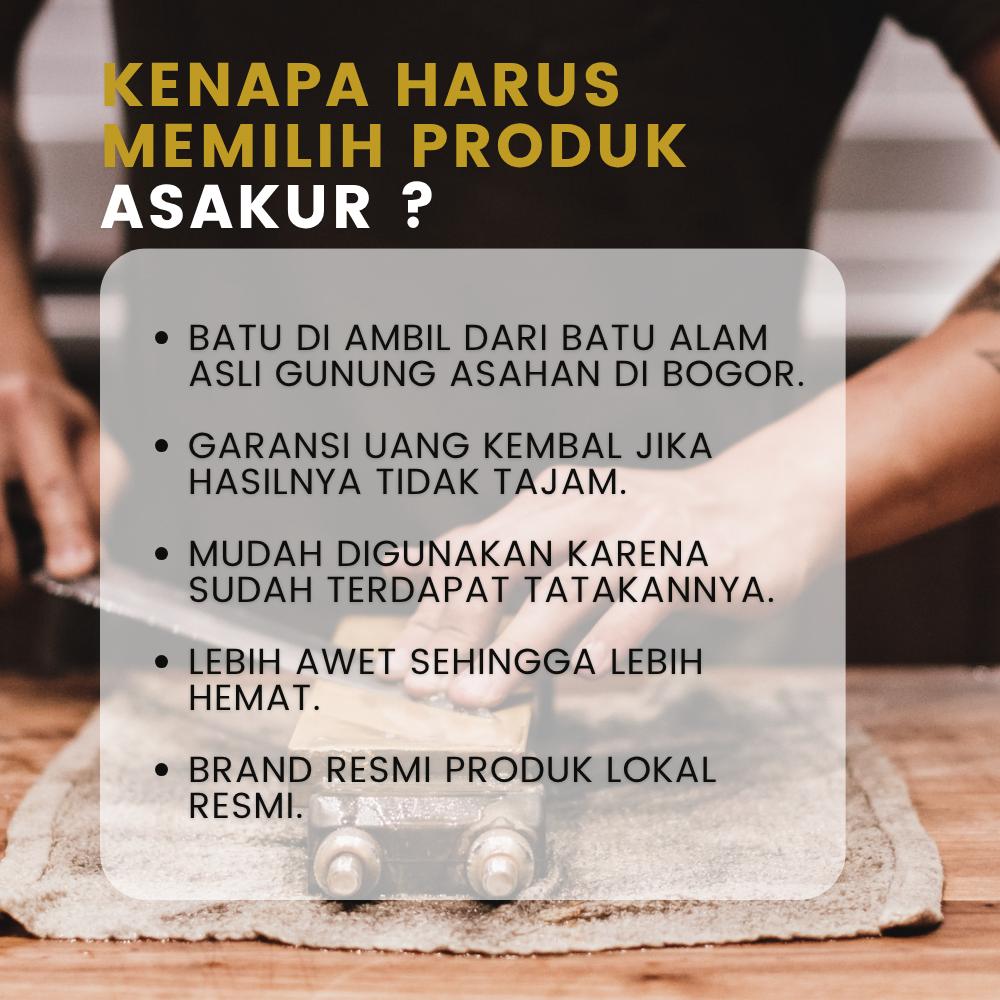 ASAKUR Batu Asahan Asli Alam Paket 2 Asahan - Pengasah Pisau & Benda Tajam - 15 X 4 X 3 CM - Garansi Tajam