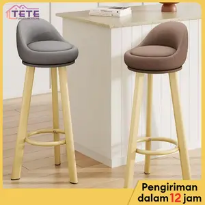 TETE(TOK)-Kursi bar besi gaya Skandinavia dengan sandaran, kursi tinggi modern sederhana, bangku tinggi untuk kafe, bar dan rumah, bangku tinggi dengan sandaran untuk kursi santai kafe, kursi tinggi berkekuatan besi yang diperkuat