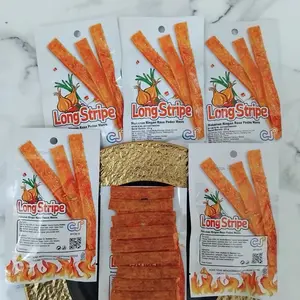 Snack Kembang Tahu Long Stripe Rasa Pedas Manis (New Chewey Stick) 1bks@30pcs