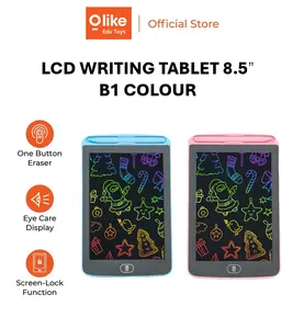 OLike LCD Writing Tablet 8.5" B1 - Papan Tulis Digital Anak dengan Fungsi Screen-Lock, Layar Mata, dan Penghapus Tombol Satu