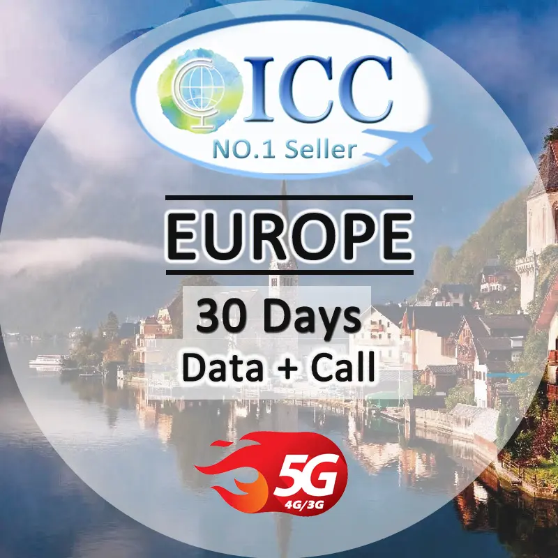 ICC SIM Card - EU-A Europe+UK 30 Days 10GB/75GB/150GB/Unlimited 5G/4G Data + Call