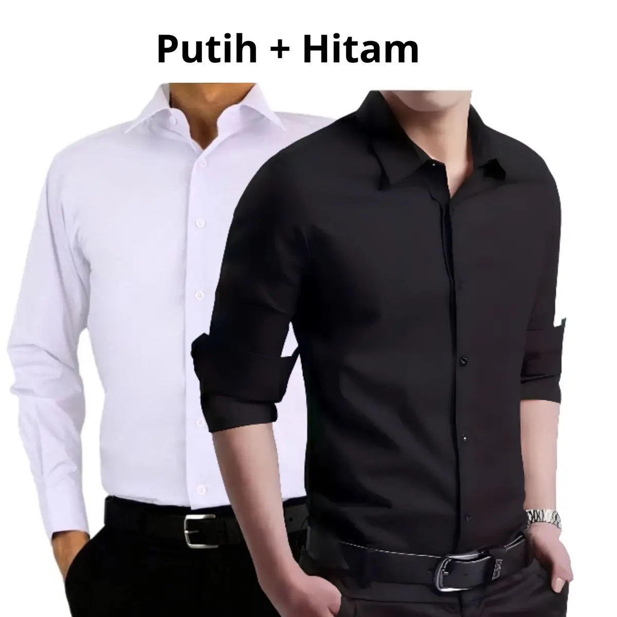Kemeja Polos Pria Paket 2 Pcs Cuma 60rb Lengan Panjang banyak Variasi Warna Hitam Putih Denim Katun Nyaman Ready size Jumbo M L XL XXL XXXL Casual Slimfit Bisa Cod
