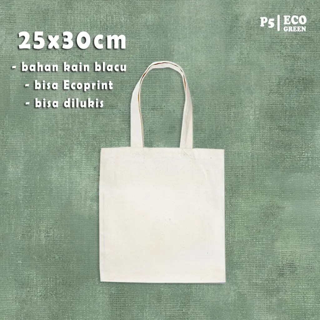 Tote bag polos 25x30cm tas Kanvas lukis bisa untuk praktik Prakarya Ecoprint