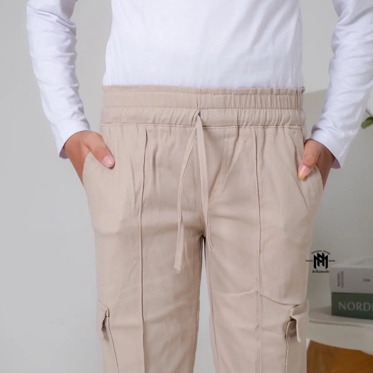 Celana baggy pants cargo anak tanggung usia 9-12 tahun bahan  Katun combad strech  melar Pinggang Tinggi (Hight waist) korean style/Santai motif Polos Fashion