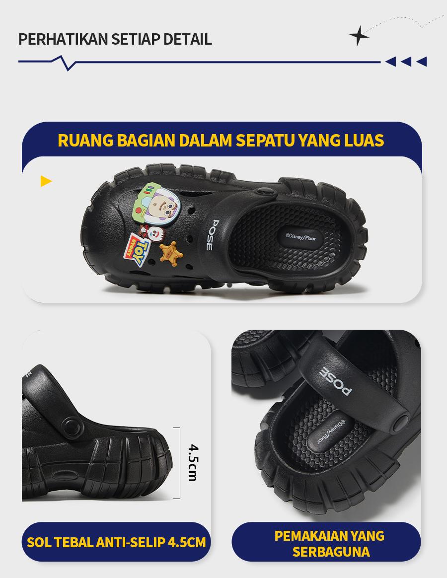 【Disney Penjualan kilat waktu terbatas】【Bebas biaya kirim】POSE Pioneer x Disney  sandal Anti-selip Nyaman Bernapas menambah tinggi badan Sol tebal dalam di luar ruangan bepergian pria dan wanita pasangan Santai canggih kualitas Dingin P2244631 32 33 34