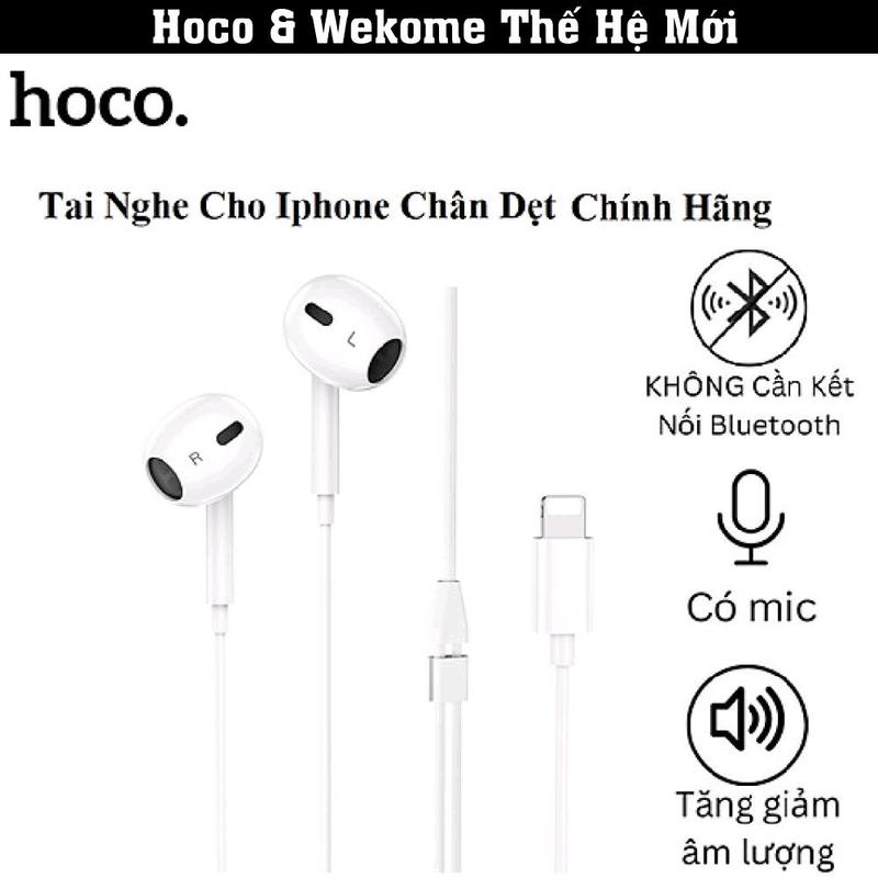 Tai Nghe Hoco M111 Max Chân Lightning Cho iPhone Không Cần Bluetooth Âm Thanh Sống Động Có Míc Đàm Thoại Và Phím Điều Khiển Trên Dây Bảo Hành 12 Tháng Hoco Nghe Nhạc Nhét Tai