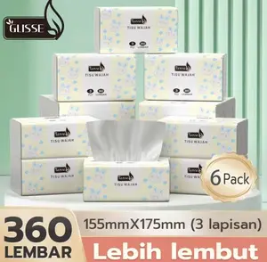 [Penawaran Super Baru] Tisu Wajah Mewah GLOSSE 3 Lapis, 360 Lembar, Tisu Wajah untuk Bayi, Gratis Ongkir, Harga Promosi