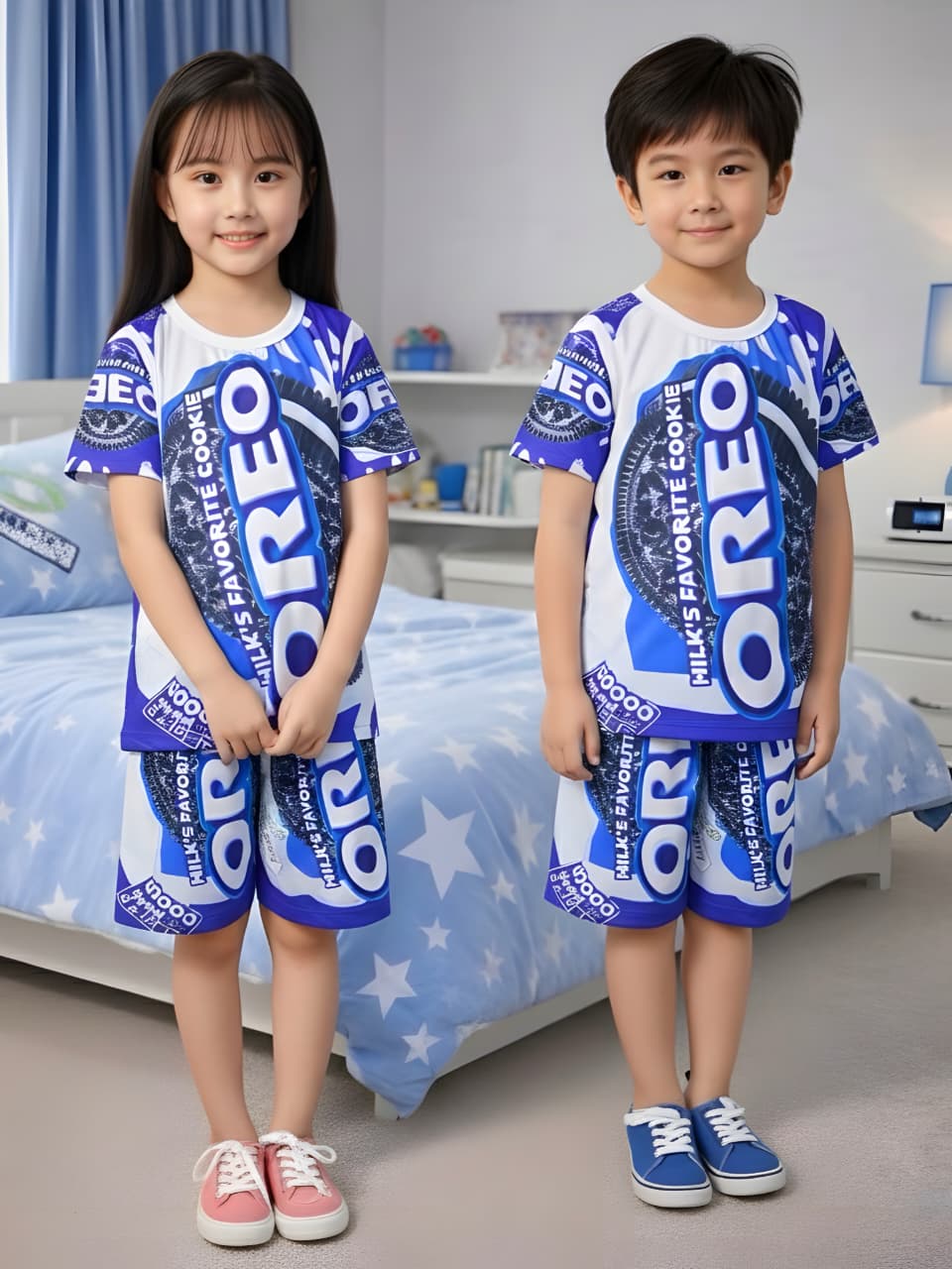 baju setelan fullprint unisex anak setelan baju harian anak-anak laki-laki dan perempuan 1-9tahun motif printing sublim