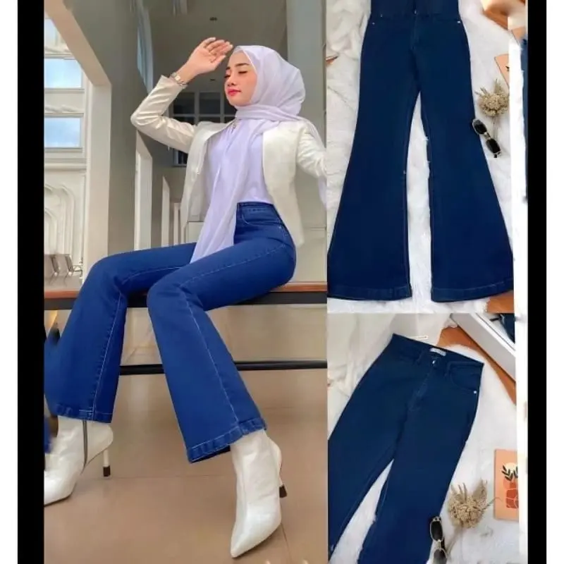 HW Cutbray Jeans Wanita, Celana Cutbray Strecht Kekinian - Cutbray Flared Panjang Cewek 5