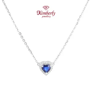 Kalung Berlian Love Batu Blue Sapphire Adjustable KNK1272147 - Kimberly Jewellery