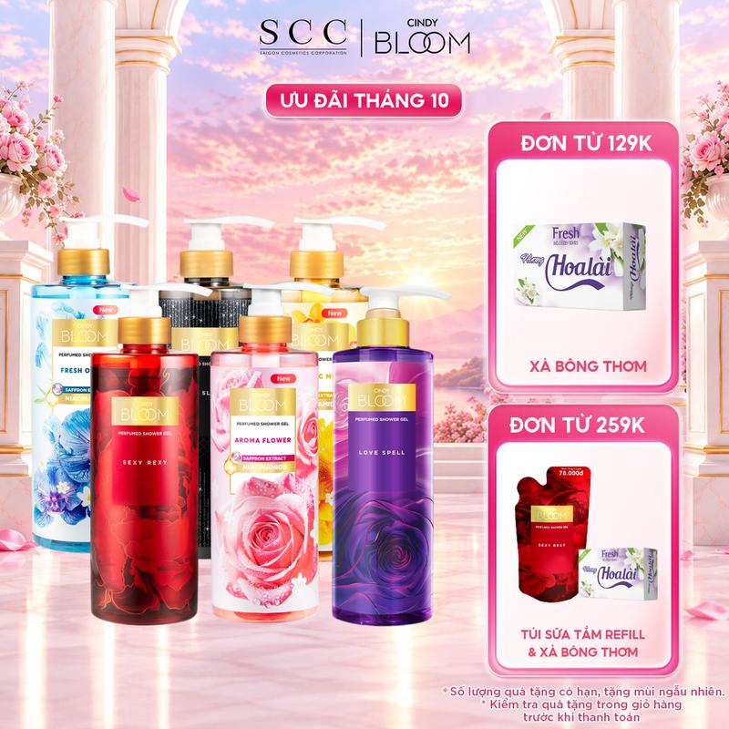 Sữa Tắm Nước Hoa CINDY BLOOM Hương Thơm Ngọt Ngào Làm Sạch Dịu Nhẹ 640g Quà Tặng Bạn Gái Suatamnuochoa Suatamcindybloom