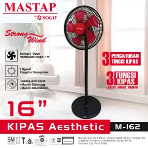 MASTAP Kipas Aesthetic Berdiri 16" 3 Ketinggian M-162 Baling Plastik  Mesin