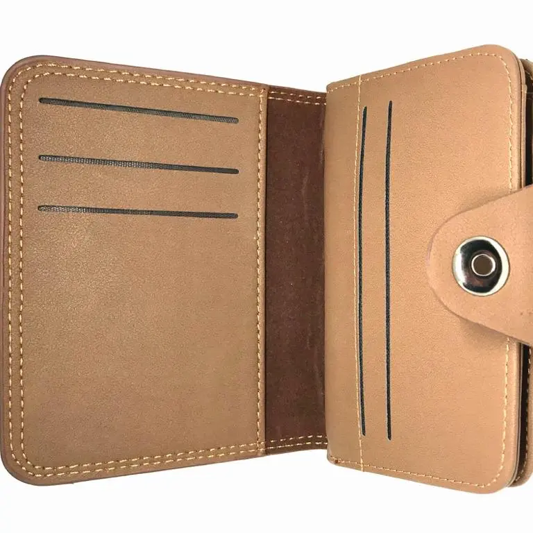 Dompet Pria Dompet Ukuran 3/4 Dompet Tanggung Kancing Magnit Dengan Pilihan Tiga Warna Kartu Kulit Uang 3