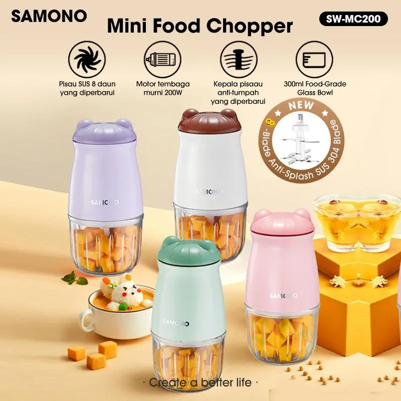 [super creator] Samono Food Processor Penghalus Daging dan Sayuran 300 ml [SW-MC200}
