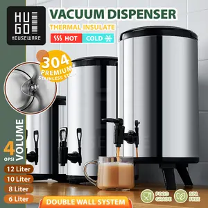 HUGO Termos Air Milk Tea Bucket Water 6 8 10 12 Liter Tahan Panas Dingin Dispenser Air Minum Serbaguna Termos Stainless Steel dengan Keran Premium Quality