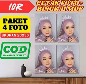 Cetak 4 Foto + Bingkai 10R (20x30 cm) - Kualitas HD, Hasil Tajam & Warna Cerah,  Gratis Edit !