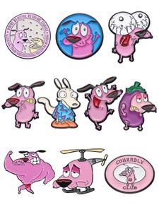 Set de 10 piezas de Pins de esmalte de COURAGE, el Perro Cobarde, Broches metálicos de Dibujos Animados de Perro de Ojos Grandes, Broches de Animalitos Lindos para Mochila, Accesorios de Joyería de Moda, Regalos para Amigos
