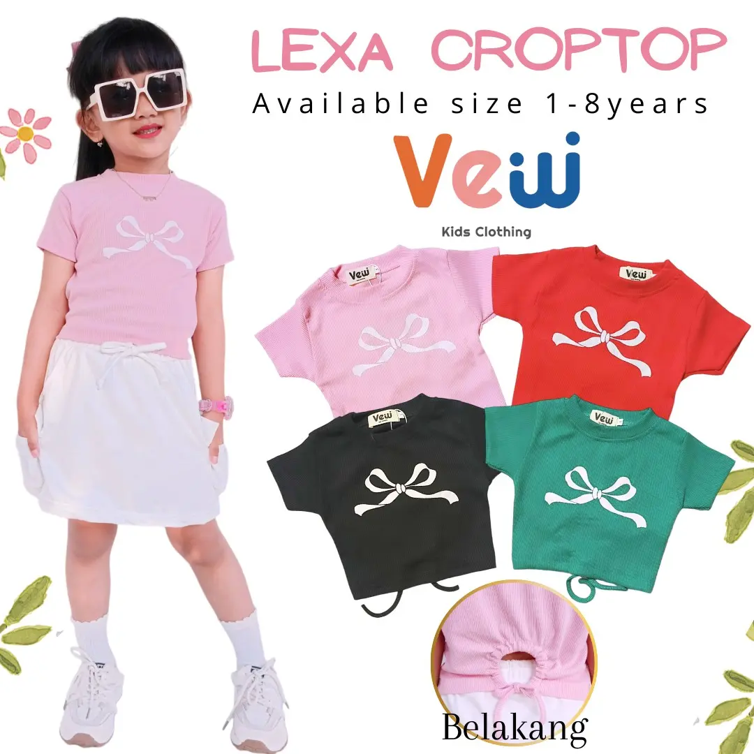 VEW - LEXA CROPTOP - Atasan anak perempuan crop serut belakang / ribbon top Korean fashion