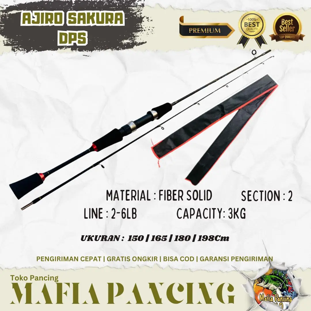 joran pancing ultralight ajiro fiber solid lentur original 2-6 lb ukuran 150 165 180 198 cm
