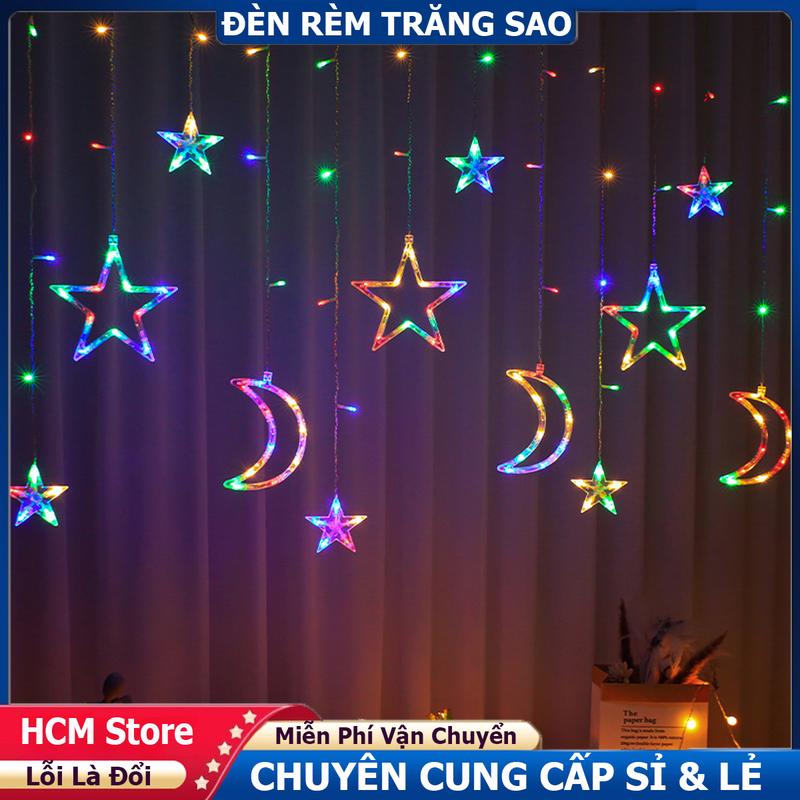 Đèn Led Rèm Ngôi Sao Và Mặt Trăng – Lồng Đèn Đỏ Noel Trang Trí Nhà Cửa Background Chụp Ảnh Siêu Đẹp
